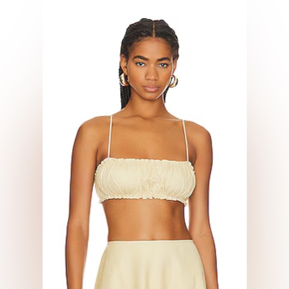 WeWoreWhat Tops - NWT WeWoreWhat x Revolve Scrunchie Bra Top Linen Blend in Wheat - Size XL